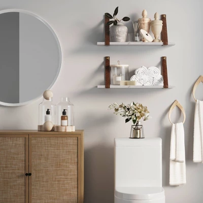 Brandon Vintage Matte Faux Marble Wall Shelf Brown - Nathan James 5 Brandon Vintage Matte Faux Marble Wall Shelf Brown - Nathan James - Image 3