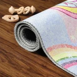 Unicorn Rainbow Colorful Kids Playroom Nursery Washable Indoor Area Rug By Blue Nile Mills -Roommates Store GUEST 63f21452 ef70 4c28 90a8 a8a34e4b7ce7