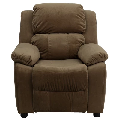 Emma And Oliver Deluxe Padded Contemporary Kids Recliner With Storage Arms 4 Emma And Oliver Deluxe Padded Contemporary Kids Recliner With Storage Arms - Image 2