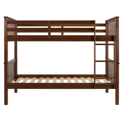 Twin Over Twin Transitional Cottage Solid Pine Bunk Bed Walnut - Saracina Home 4 Twin Over Twin Transitional Cottage Solid Pine Bunk Bed Walnut - Saracina Home - Image 2