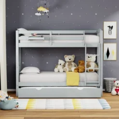 Glenwillow Home Arca Solid Wood Twin Over Twin Bunk Bed