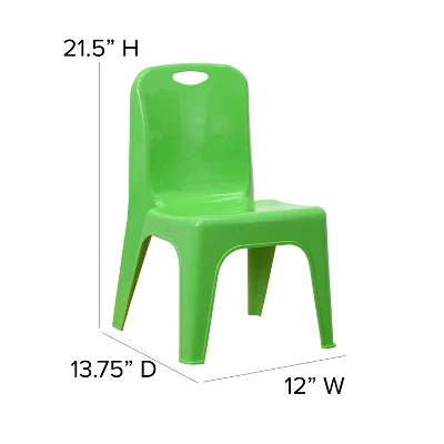 Emma And Oliver 2 Pack Plastic Stackable School Chair With Carrying Handle And 11"H Seat 5 Emma And Oliver 2 Pack Plastic Stackable School Chair With Carrying Handle And 11"H Seat - Image 3