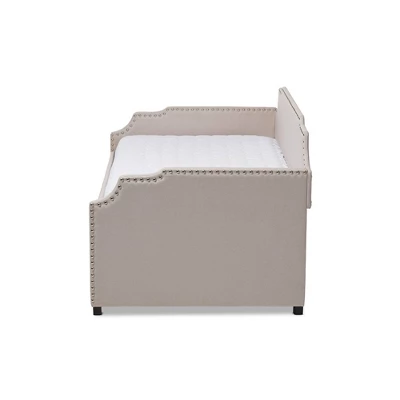 Twin Ally Fabric Upholstered Sofa Daybed With Roll Out Trundle Guest Bed Beige - Baxton Studio 4 Twin Ally Fabric Upholstered Sofa Daybed With Roll Out Trundle Guest Bed Beige - Baxton Studio - Image 2