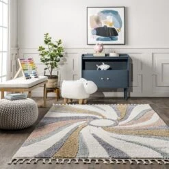 Theodora Colorful Swirl Kids Tassel Area Rug -Roommates Store GUEST 6beb7613 0aa8 4e93 a661 c4df3d242184
