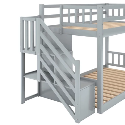 Twin Over Twin Bunk Bed With Storage Ladder - ModernLuxe 8 Twin Over Twin Bunk Bed With Storage Ladder - ModernLuxe - Image 6