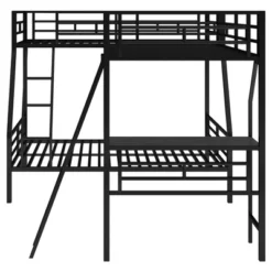 Twin Over Full Metal Bunk Bed With Twin Size Loft Bed And Desk, Black - ModernLuxe -Roommates Store GUEST 6cfbc4a1 0bb7 4c17 9403 e6f7620c9998