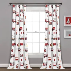 52"x84" Make A Wish Fire Truck Window Curtain Panels Set - Lush Décor -Roommates Store GUEST 6dc490c9 2f04 469a ab59 d1d82ff9cf2f