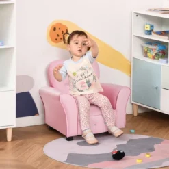 Qaba Kids Sofa Toddler Tufted Upholstered Sofa Chair Princess Couch Furniture With Diamond Decoration For Preschool Child, Pink -Roommates Store GUEST 70140999 9202 4e6e 8e41 5739723d79f4