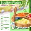 NutriChef Sparkle Bamboo Dinnerware Set With Silicone Suction For Kids -Roommates Store GUEST 70f2788d 094c 497f b95c dded93d6de71