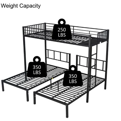 Twin Over Twin Metal Triple Bunk Bed With Ladder-ModernLuxe 7 Twin Over Twin Metal Triple Bunk Bed With Ladder-ModernLuxe - Image 5