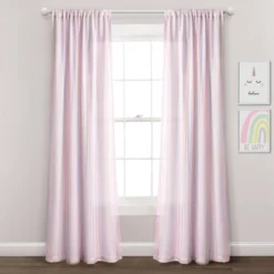 Kids' Rainbow Sheer Rod Pocket With Lining Single Window Curtain Panel Rainbow/White - Lush Décor -Roommates Store GUEST 73c4d1be 6fe0 4b42 9289 a31ba8242a03