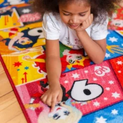 KC CUBS | Justice League Girls Kids Hopscotch Number Counting Educational Learning & Game Play Nursery Bedroom Classroom Rug Carpet, 2' 7" X 6' 0" -Roommates Store GUEST 7425f597 cdea 4384 8dcb 8c1a04bf2f2f