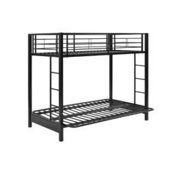 Twin Over Futon Analise Metal Bunk Bed Black - Saracina Home -Roommates Store GUEST 74e2d72d ba1e 41f2 80bc 6da6082dff35