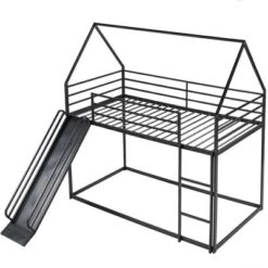 Twin Over Twin House Bunk Bed With Ladder And Slide - ModernLuxe -Roommates Store GUEST 77611a9f 86b6 4222 80b7 340b21f2dc4c