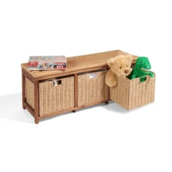 Badger Basket Kid's Storage Bench With Woven Top And Baskets Brown -Roommates Store GUEST 77eb8e26 ddea 4212 bf7b 1c9542bd9285
