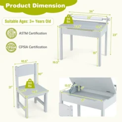 Costway Toddler Craft Table & Chair Set Kids Art Crafts Table WithPaper Roll Holder Grey/White 21 Costway Toddler Craft Table & Chair Set Kids Art Crafts Table WithPaper Roll Holder Grey/White -Roommates Store GUEST 7a1522c0 24f1 4007 9659 bb44d8bea72d