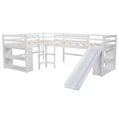 Twin Size L-Shaped Loft Bed With Movable Two-Tier Shelves And Slide - ModernLuxe -Roommates Store GUEST 7c9ce829 dc63 478c ba51 e5008b4a8c6f