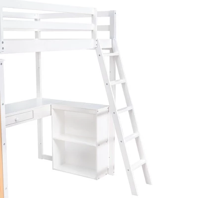 Loft Bed With Ladder, Shelves, And Desk - ModernLuxe 11 Loft Bed With Ladder, Shelves, And Desk - ModernLuxe - Image 9