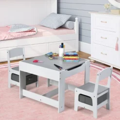 Costway Kids Table Chairs Set With Storage Boxes Blackboard Whiteboard Drawing GreyNature 16 Costway Kids Table Chairs Set With Storage Boxes Blackboard Whiteboard Drawing GreyNature -Roommates Store GUEST 86ffcafc f435 4d98 86c3 7abc5eebc373