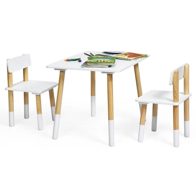 Costway Kids Wooden Table & 2 Chairs Set Children Activity Table Set 10 Costway Kids Wooden Table & 2 Chairs Set Children Activity Table Set - Image 8