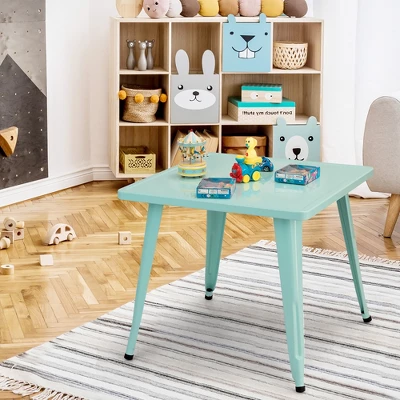 Costway Kids Steel 27'' Square Table Children Play Learn Activity Table Indoor Outdoor 4 Costway Kids Steel 27'' Square Table Children Play Learn Activity Table Indoor Outdoor - Image 2