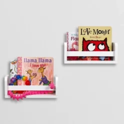 2pk Kids' 10" Floating Wall Mount Bookshelf Set White - RiverRidge Home -Roommates Store GUEST 8b353deb c435 49e3 945b 53a50b64a006