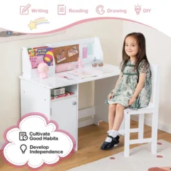 Costway Kids Desk And Chair Set Study Writing Workstation With Bookshelf & Bulletin Board -Roommates Store GUEST 8b401a76 fc28 44f9 ad7b cba2ddd1b374