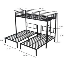 Twin Over Twin Metal Triple Bunk Bed With Ladder-ModernLuxe 17 Twin Over Twin Metal Triple Bunk Bed With Ladder-ModernLuxe -Roommates Store GUEST 8cda8439 afc6 405e 978f 091dede69175
