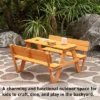 Gardenised Wooden Kids Picnic Table Bench With Backrest, Outdoor Children's Backyard Table, Crafting, Dining, And Playtime Patio Table -Roommates Store GUEST 8eaee34a bdf8 45ed 974d 388771dedd6f