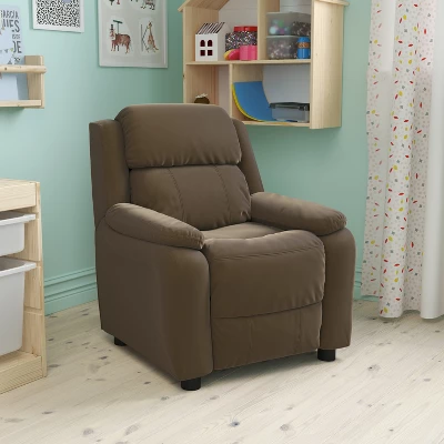 Emma And Oliver Deluxe Padded Contemporary Kids Recliner With Storage Arms 3 Emma And Oliver Deluxe Padded Contemporary Kids Recliner With Storage Arms