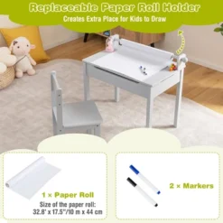 Costway Toddler Craft Table & Chair Set Kids Art Crafts Table WithPaper Roll Holder Grey/White 17 Costway Toddler Craft Table & Chair Set Kids Art Crafts Table WithPaper Roll Holder Grey/White -Roommates Store GUEST 926bae6a 4c2a 47d1 89ea 098381f875d2