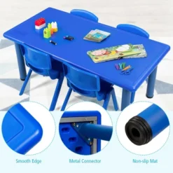 Costway Kids Plastic Rectangular Learn And Play Table Playroom Kindergarten Home Blue -Roommates Store GUEST 92809054 0dfa 4700 9d91 b51073a693ea