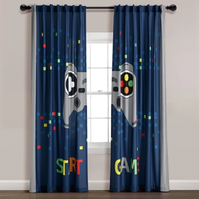 52"x84" Kids' Video Games Window Curtain Panel Set Navy - Lush Décor 3 52"x84" Kids' Video Games Window Curtain Panel Set Navy - Lush Décor