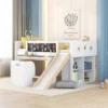 Wood Loft Bed With Slide, Cabinets, Blackboard, Desk And Chair-ModernLuxe 1 Wood Loft Bed With Slide, Cabinets, Blackboard, Desk And Chair-ModernLuxe -Roommates Store GUEST 99848eb3 f496 4e10 bb21 c4b5a1971953