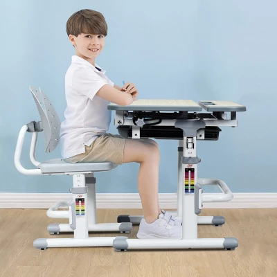 Costway Children Desk Chair Set Adjustable Study Table Drawer 4 Costway Children Desk Chair Set Adjustable Study Table Drawer - Image 2