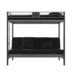 Twin Over Futon Maxence Metal Bunk Bed Silver/Black - Room & Joy -Roommates Store GUEST 9e66d74e 9b2d 4bbb 9c12 2126c9d3bbf2