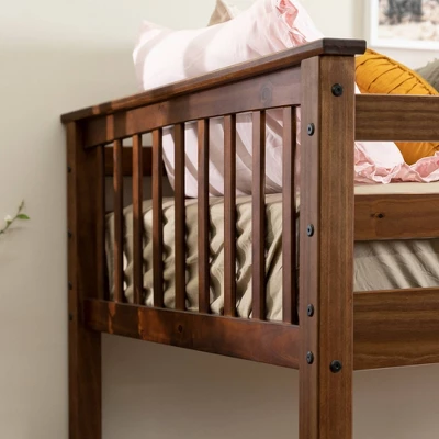 Twin Over Twin Transitional Cottage Solid Pine Bunk Bed Walnut - Saracina Home 6 Twin Over Twin Transitional Cottage Solid Pine Bunk Bed Walnut - Saracina Home - Image 4