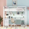 Loft Bed With Multi-Function Storage Table, LED Lights, Bedside Tray And Charging Station, White - ModernLuxe -Roommates Store GUEST a237bf76 eb74 4c88 bc97 1ecc43a877e4