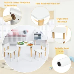 Costway Kids Wooden Table & 2 Chairs Set Children Activity Table Set 16 Costway Kids Wooden Table & 2 Chairs Set Children Activity Table Set -Roommates Store GUEST a37d7991 03c4 4fa4 bd00 aa142f4e54cb