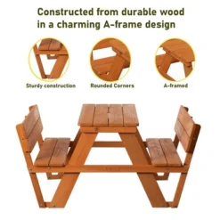 Gardenised Wooden Kids Picnic Table Bench With Backrest, Outdoor Children's Backyard Table, Crafting, Dining, And Playtime Patio Table -Roommates Store GUEST a49c135f a6cc 481e 83db c4076d456c25