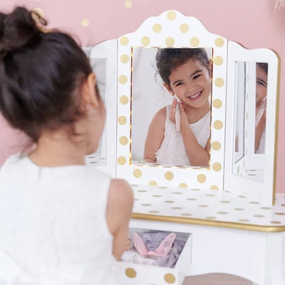 Fashion Polka Dot Gisele Play Vanity Set With Led Mirror White/Gold - Teamson Kids 17 Fashion Polka Dot Gisele Play Vanity Set With Led Mirror White/Gold - Teamson Kids - Image 15