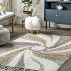 Theodora Colorful Swirl Kids Tassel Area Rug -Roommates Store GUEST a633ee1c 2a04 4411 a950 ae43e620f9d6