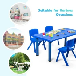 Costway Kids Plastic Rectangular Learn And Play Table Playroom Kindergarten Home Blue -Roommates Store GUEST a6672409 dd8a 4335 8c82 1a5bb22c0ccc