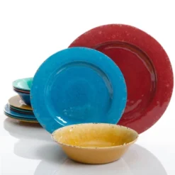 Gibson Studio California Mauna 12 Piece Assorted Crackle Decal Melamine Dinnerware Set -Roommates Store GUEST a6fcb5a8 20f1 4b35 89fd 352033b510c1