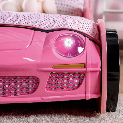 Twin Naglin Racing Car Bed With Led Headlight Pink - HOMES: Inside + Out 8 Twin Naglin Racing Car Bed With Led Headlight Pink - HOMES: Inside + Out - Image 6