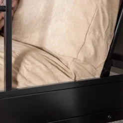 Twin Over Futon Analise Metal Bunk Bed Black - Saracina Home -Roommates Store GUEST aa2d1e2d b75c 4bdb 9c73 1846806f43c6