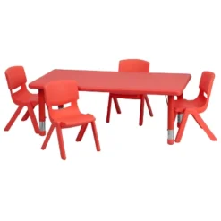 Emma And Oliver 24"W X 48"L Rectangular Plastic Height Adjustable Activity Table Set With 4 Chairs 21 Emma And Oliver 24"W X 48"L Rectangular Plastic Height Adjustable Activity Table Set With 4 Chairs -Roommates Store GUEST abf61390 e84b 47a8 a90e e0512615f34c