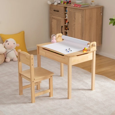 Costway Toddler Multi Activity Table With Chair Kids Art & Crafts Table With Paper Roll Holder 5 Costway Toddler Multi Activity Table With Chair Kids Art & Crafts Table With Paper Roll Holder - Image 3
