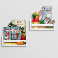 2pk Kids' 10" Floating Wall Mount Bookshelf Set White - RiverRidge Home -Roommates Store GUEST adee4863 3a76 44ff 9c2f 65d41d614452