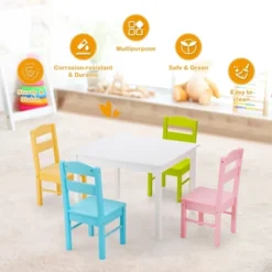 Costway 5 Piece Kids Wood Table Chair Set Activity Toddler Playroom Furniture Colorful 16 Costway 5 Piece Kids Wood Table Chair Set Activity Toddler Playroom Furniture Colorful -Roommates Store GUEST b277767e 090d 4c17 877a 5eaceed45f8a